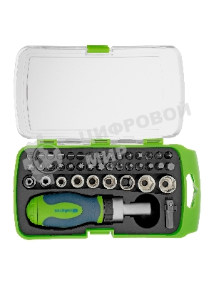 Отвертка Сибртех ревер. + биты, 41 пред., PH+PZ+SL+H+T, CrV, 2к рукоятка