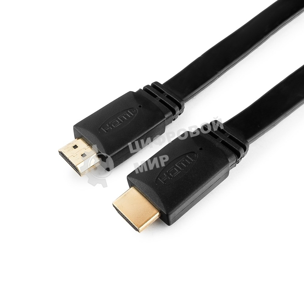Кабель Cablexpert HDMI CC-HDMI490-15, 19M/19M, v2.0, медь, позол.разъемы, экран, плоский кабель, 1м, черный, пакет