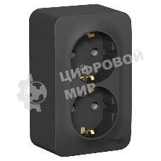 Розетка 2-м ОП Blanca 16А 250 В без шторок c заземл. изол. пласт. антрацит SchE BLNRA010216