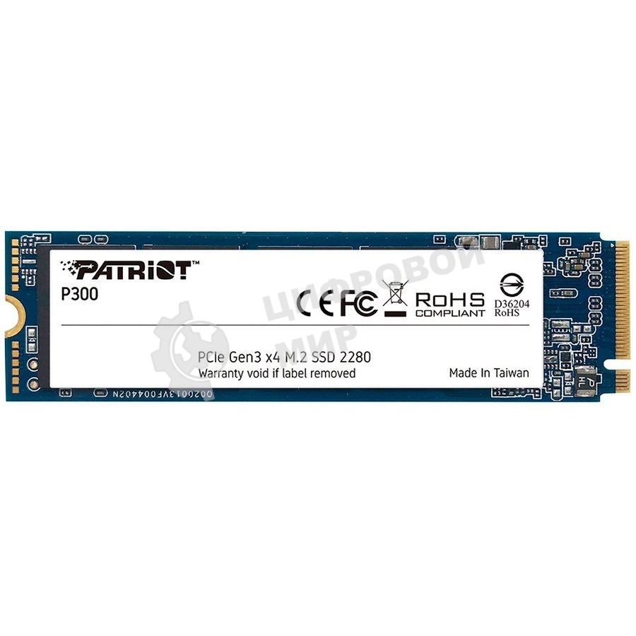 Накопитель SSD Patriot P300, 128Gb, PCIe 3.0 x4, M.2 2280, NVMe, R/W 1600/600
