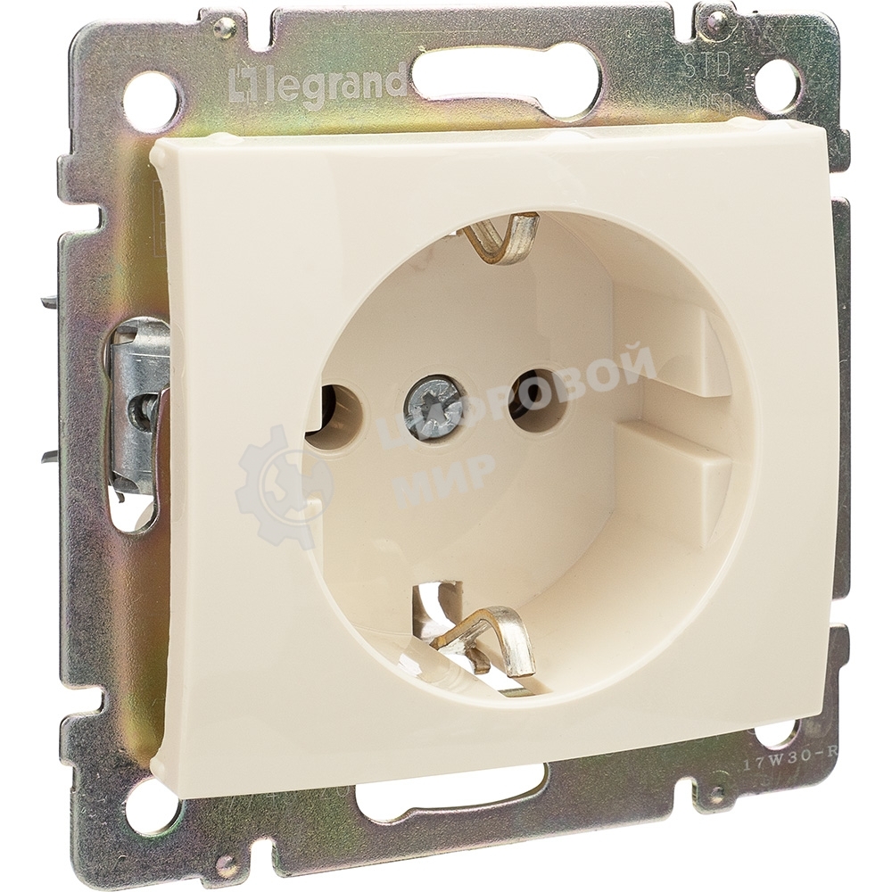 Розетка электрическая Valena с заземлением 2К+З/сл.кость (слоновая кость) Legrand 774320