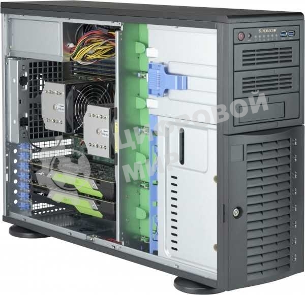 Корпус компьютерный SuperMicro Black 4U Tower SC743AC SQ with SAS3, USB3, 1200W PWS,RoH
