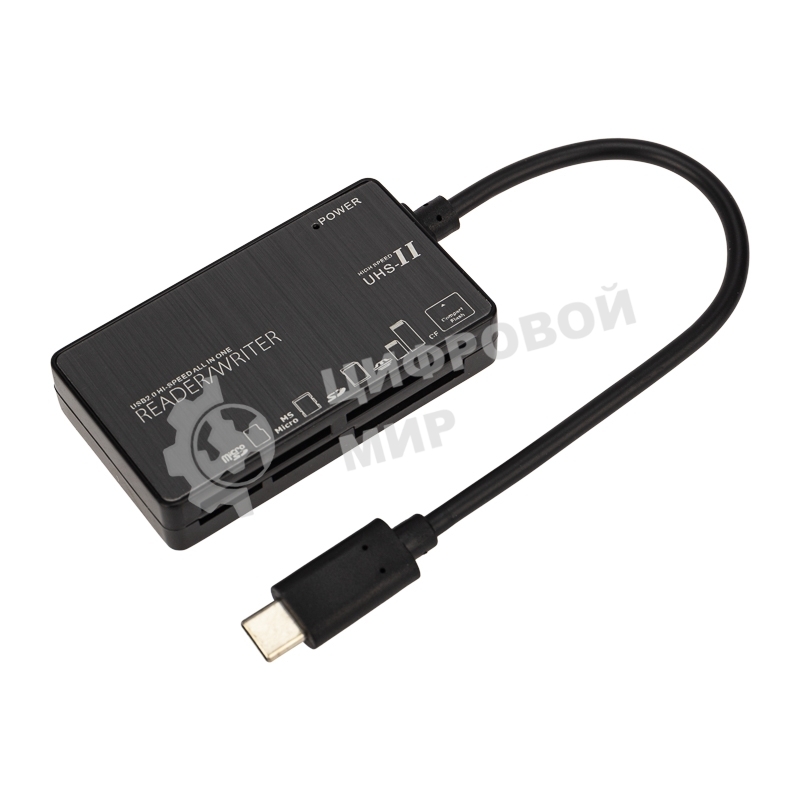 Кард-ридер Rexant 18-4118/черный/MS/MS PRODUO/M2/MMC/SD/microSD/microSDHC/microSDXC/USB Type-C/пластик