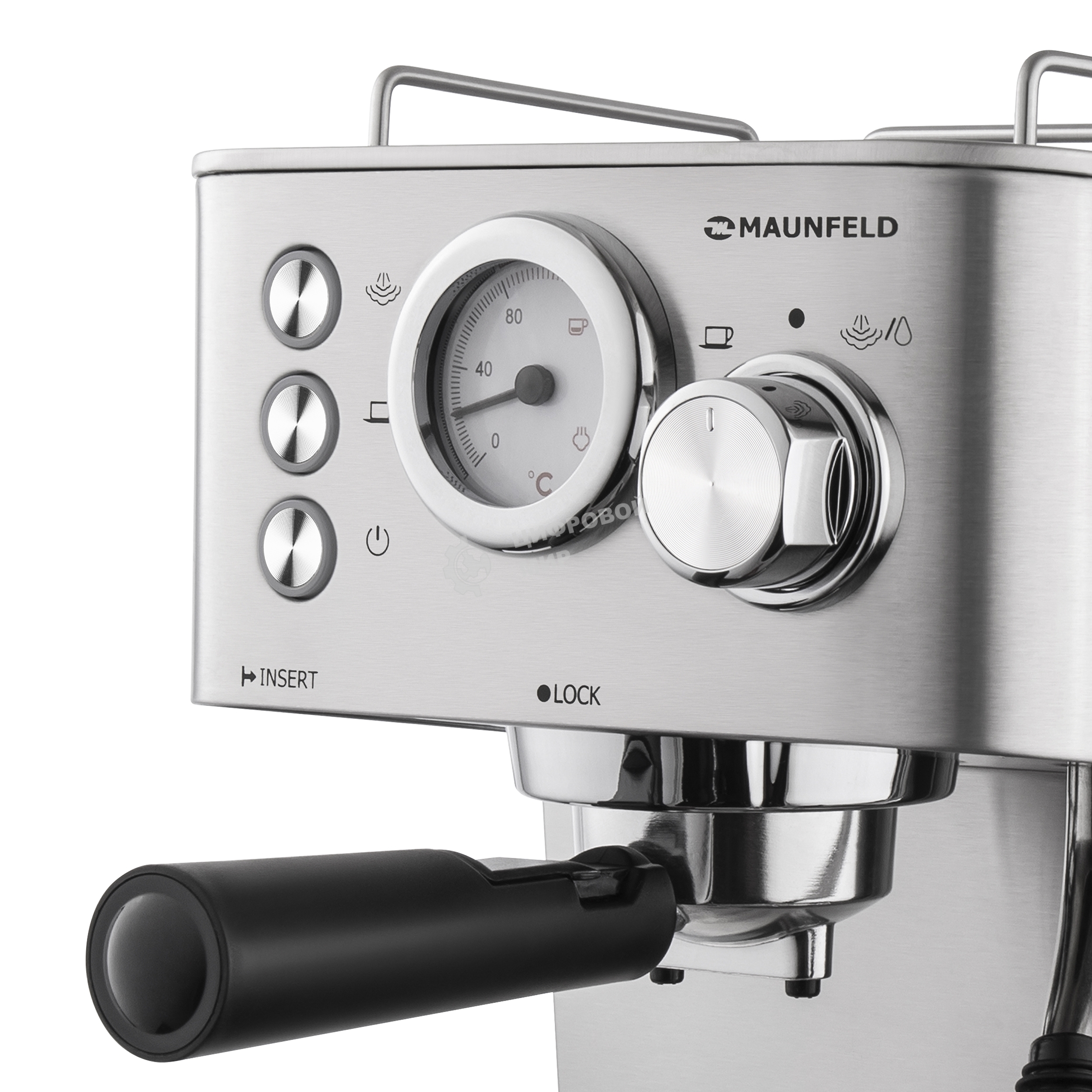Кофеварка рожковая Maunfeld MF-721S PRO нержавеющая сталь, исп. кофе - молотый/чалды, 1.5 л, 1140 Вт, 15 бар