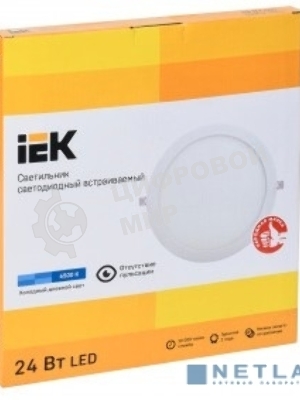 Светильник LED ДВО 1610 24Вт 6500К IP20 круг белый IEK LDVO0-1610-1-24-6500-K01