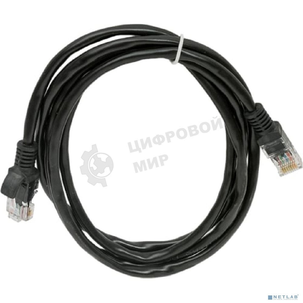 Патч-корд UTP Cablexpert PP12-1.5M/BK кат.5e, 1.5м, литой, многожильный черный