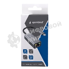 Сетевой адаптер Ethernet Gembird NIC-U12, Type-C USB 3.0 - 2.5 Gigabit Ethernet adapter, алюминий, RTL8156B