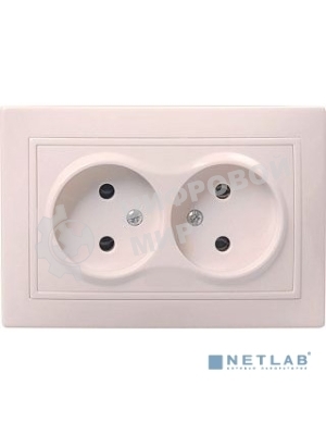 Розетка 2-м СП Кварта 10А IP20 без заземл. крем. IEK ERK23-K33-10-DM