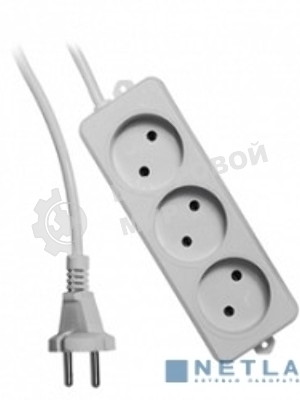 Удлинитель Гарнизон EL-NL3-W-5, 3 розетки допустимый ток 10А, длина 5 м.