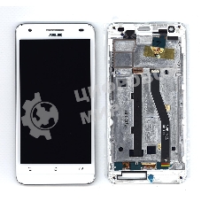 Дисплей для Asus ZenFone Go T500, белый с рамкой