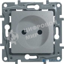 Розетка 2К на винтах, защ. шт., алюминий ETIKA 
