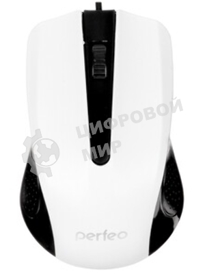 Мышь проводная Perfeo RAINBOW черный/белый, 1000 dpi, USB, кнопки - 3