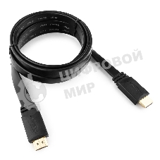 Кабель Cablexpert HDMI CC-HDMI4F-6, 19M/19M, v2.0, медь, позол.разъемы, экран, плоский кабель, 1.8м, черный, пакет