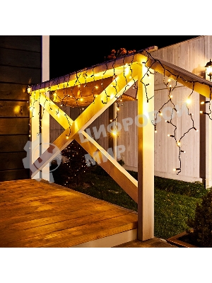 Гирлянда Neon-night Айсикл (бахрома) светодиодный, 2,4 х 0,6 м, черный провод, 230 В, диоды теплый белый, 88 LED