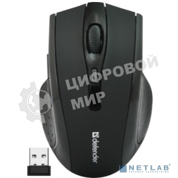 Мышь беспроводная Defender Accura MM-665 черный, 1600 dpi, радиоканал, USB, кнопки - 6