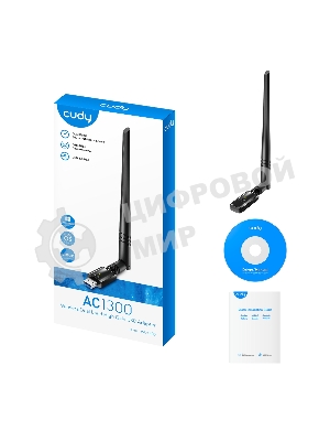 Сетевой адаптер Wi-Fi Cudy WU1400 AC1300 USB 3.0 (ант.внеш.несъем.) 1ант.