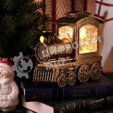 Декоративный фонарь Паровоз с эффектом снегопада и подсветкой