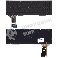 Клавиатура для ноутбука Asus GL753 FX553VD черная с красной подсветкой (узкий шлейф подсветки)