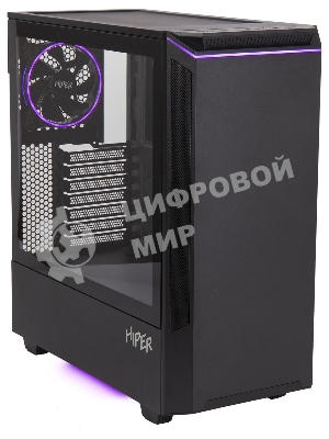 Компьютерный корпус Hiper PB81 черный без БП ATX 3x120мм 2xUSB2.0 2xUSB3.0 audio bott PSU