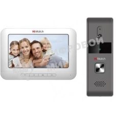 Комплект аналогового видеодомофона HiWatch DS-D100K Антивандальная вызывная панель с камерой разрешением 720 х 576 и ИК-подсветкой до 2м + 7