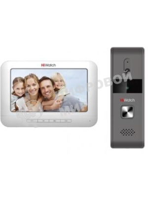 Комплект аналогового видеодомофона HiWatch DS-D100K Антивандальная вызывная панель с камерой разрешением 720 х 576 и ИК-подсветкой до 2м + 7