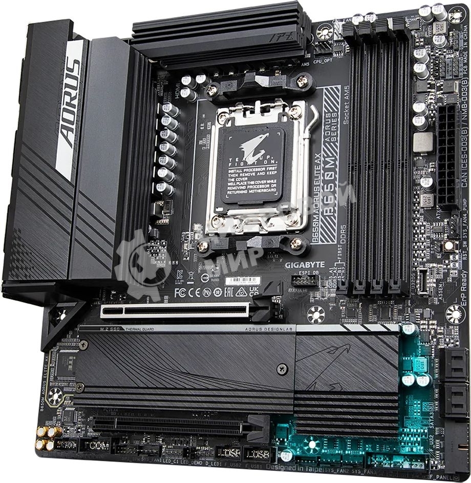 Материнская плата Gigabyte B650M AORUS ELITE AX, AM5, AMD B650, 4xDDR5, 4xSATA, 2xM.2, 1xPCI-E 5.0 x4, 1xPCI-E 4.0 x16, 1xHDMI, 1xDP, 1x 2.5Gb LAN, 4xUSB-A 2.0, 5xUSB-A 3.2 Gen 1, 2xUSB-A 3.2 Gen 2, 1xUSB-C 3.2 Gen 2, 2x3.5 мм, 7.1, Micro-ATX
