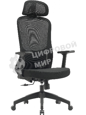 Кресло компьютерное Cactus CS-MC515-BK черный, сиденье черный, сетка/ткань, с подголов. крестов. пластик, пластик черный