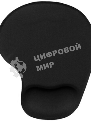 Коврик для мыши с подушкой под запястье Gembird MP-WR-BLACK, черный, 225х195х5мм, ткань/резина, блистер