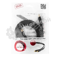 Кабель Cablexpert HDMI CC-HDMI4F-6, 19M/19M, v2.0, медь, позол.разъемы, экран, плоский кабель, 1.8м, черный, пакет