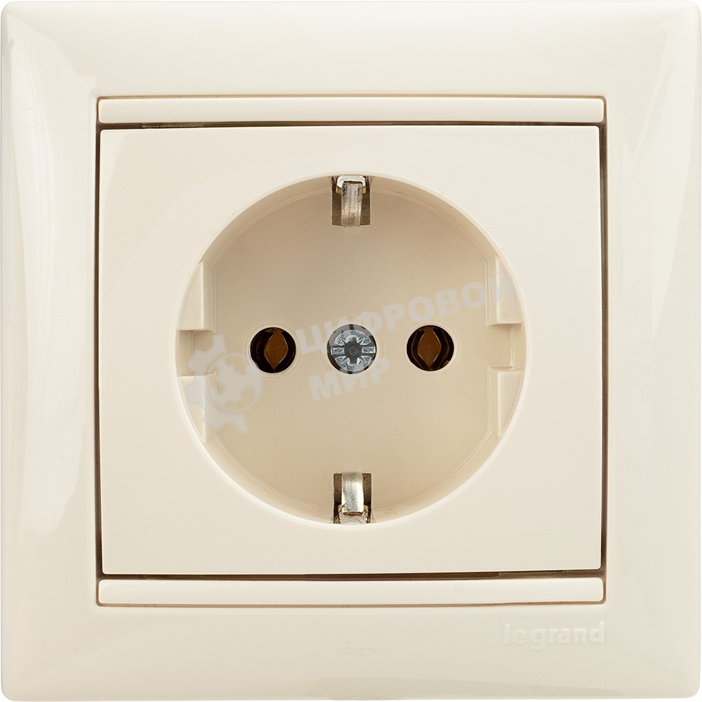 Розетка электрическая Valena с заземлением 2К+З/сл.кость (слоновая кость) Legrand 774320