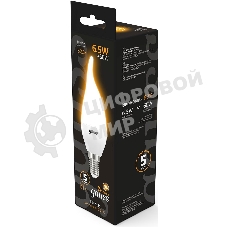 Лампа светодиодная Gauss 6.5Вт цок.: E14 свеча 220B 3000K св. свеч. бел. теп. (упак.: 10 шт)
