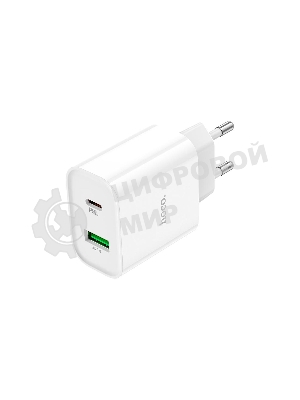 Сетевое зарядное устройство HOCO C80A Rapido 1xUSB + 1xUSB-C, 3.1A, 20W, белый