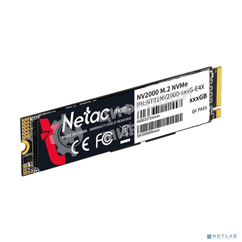 Накопитель SSD Netac NV2000, 512Gb, PCIe 3.0 x4, M.2 2280, NVMe, R/W 2500/1950