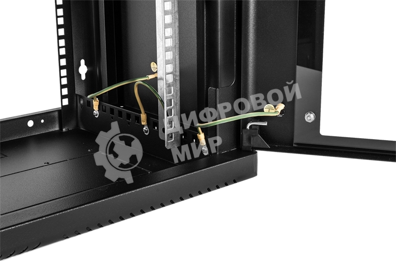 Шкаф коммутационный ЦМО (ШРН-6.650-9005) настенный 6U 600x650мм пер.дв.стекл 200кг черный 600мм 180град.