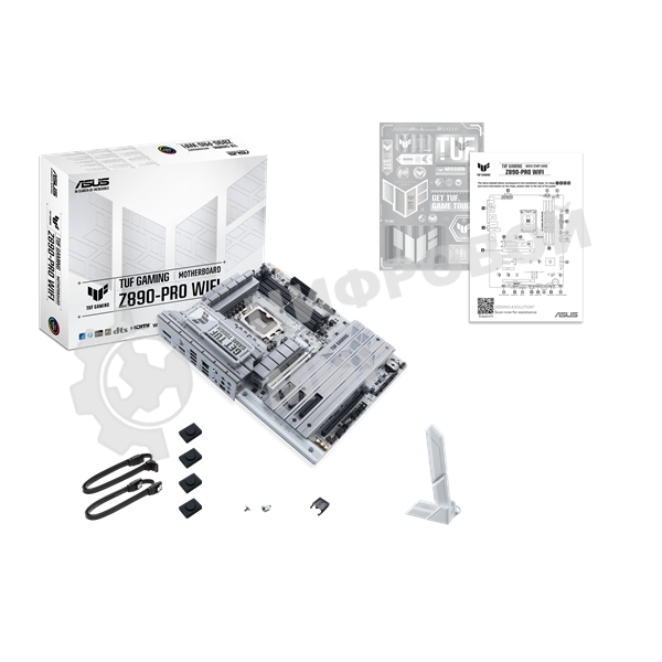 Материнская плата ASUS TUF GAMING Z890-PRO WIFI, LGA 1851, Intel Z890, 4xDDR5, 4xSATA, 4xM.2, 1xPCIe 5.0 x16, 1xPCIe 4.0 x4, 2xPCIe x1, 1xHDMI, 1xDP, 2xUSB-C Thunderbolt 4, 6xUSB-A 10Gbps, 1x 2.5Gb LAN, 5x3.5 мм, 7.1, ATX