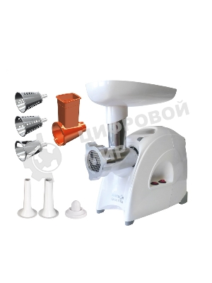 Мясорубка электрическая Аксион М641.03 белый, 2000 Вт, 3.0 кг/мин, реверс, защита от перегрузки, насадки - 5
