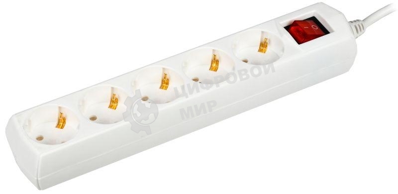 Сетевой фильтр IEK У05В WYP10-10-05-07-ZK-G, 7 м, 5 розеток, белый