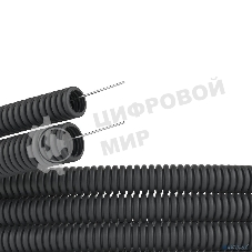 Труба гофрированная ПНД d25мм с протяж. черный (уп.50м) ДКС 71725
