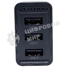 Сетевое зарядное устройство Vention на 3 порта USB 2.4A черный