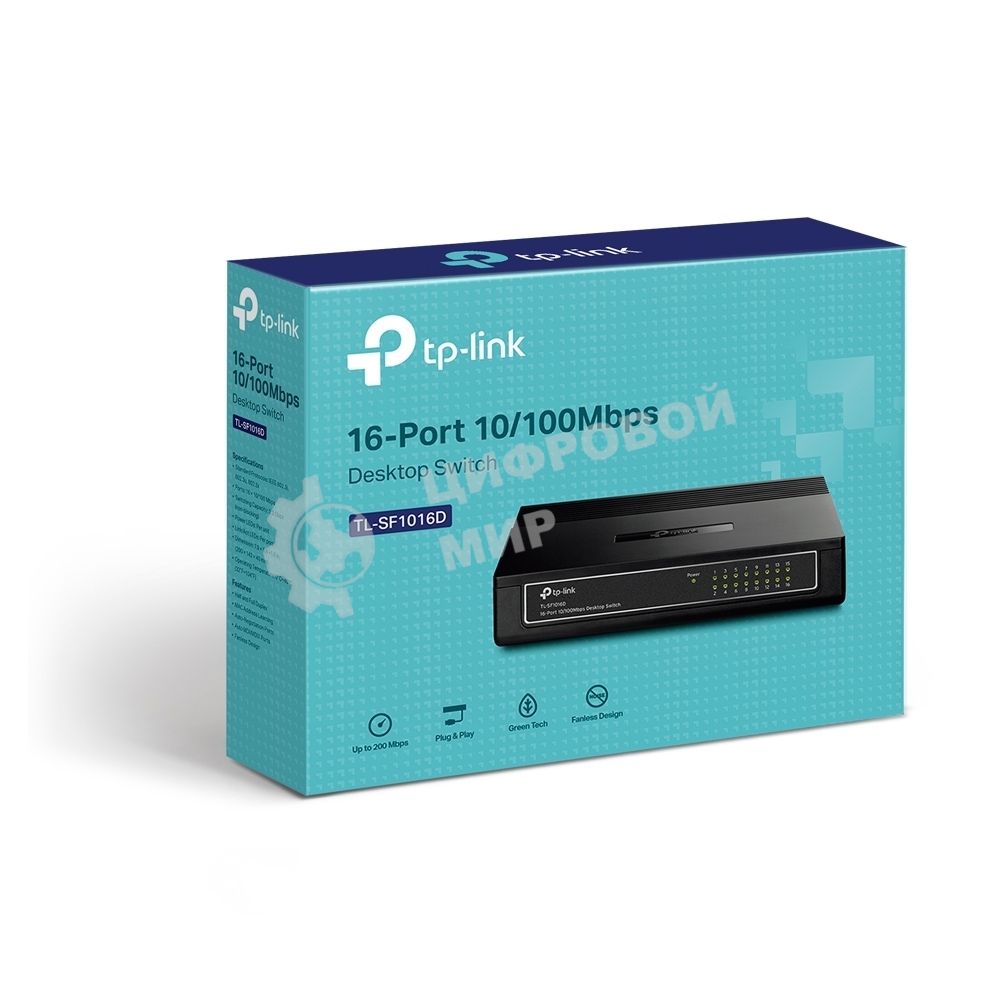 Коммутатор TP-Link SMB TL-SF1016D Коммутатор 16-port 10/100M Desktop Switch, 16 10/100M RJ45 ports, Plastic case