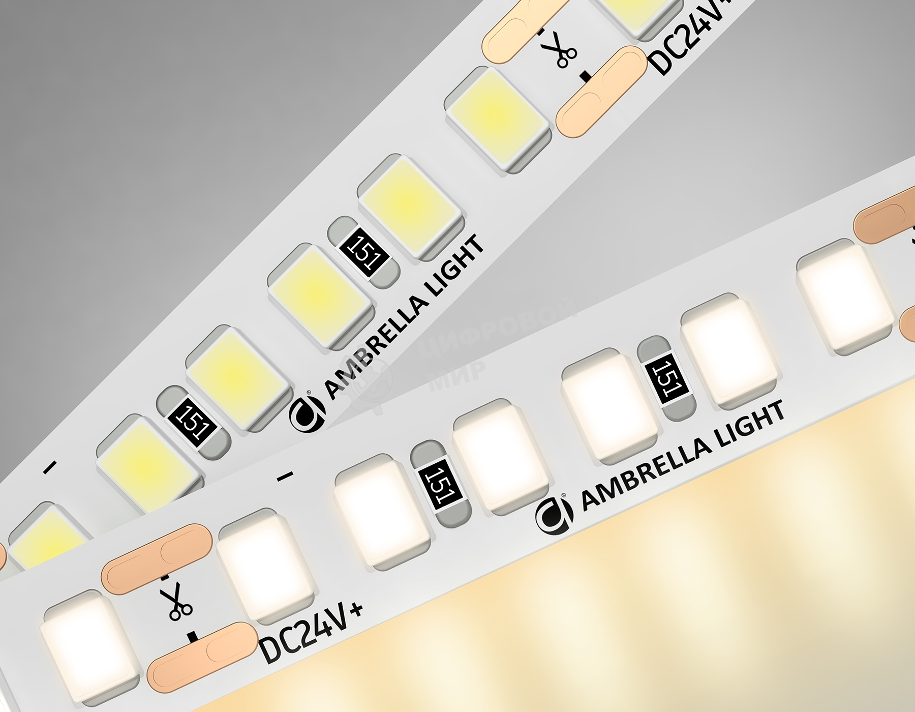 Светодиодная лента Ambrella light GS3201 2835 180Led/ 14.4W m/ 24V IP20 3000K/ 5000*8*1.2mm (2 конт.)