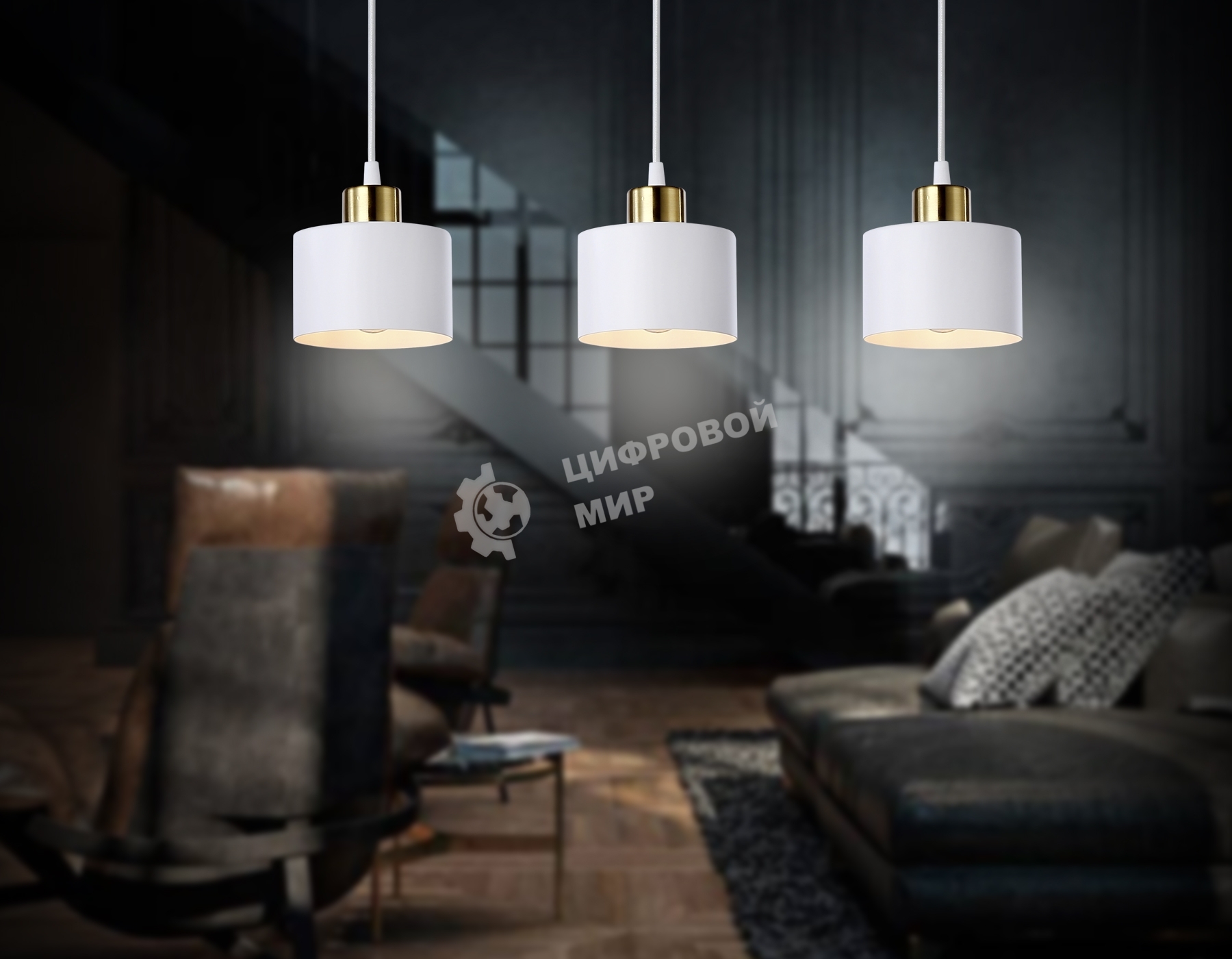 Светильник Ambrella light TR8117/3 WH/BS белый/латунь E27*3 max 40W 580*120*970