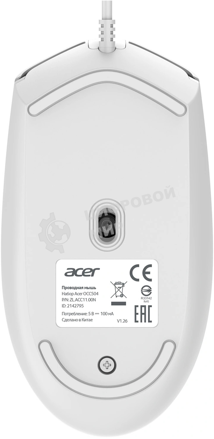 Клавиатура + мышь Acer OCC504 клав:белый мышь:белый USB Multimedia (ZL.ACC11.00N)