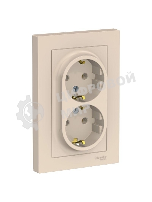 Розетка 2-м AtlasDesign с заземл. 16А в сборе беж. SchE ATN000224