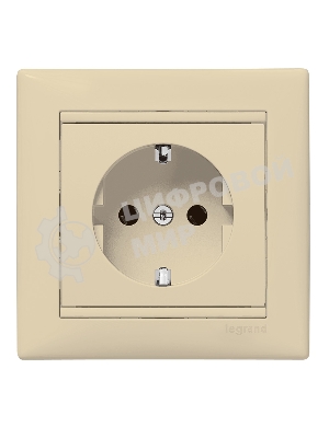 Розетка электрическая Valena с заземлением 2К+З/сл.кость (слоновая кость) Legrand 774320