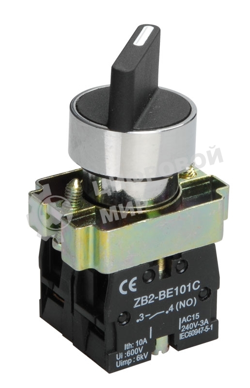 Переключатель LAY5-BD33 на 3 полож. черный I-O-II станд. ручка ИЭК BSW60-BD-3-K02