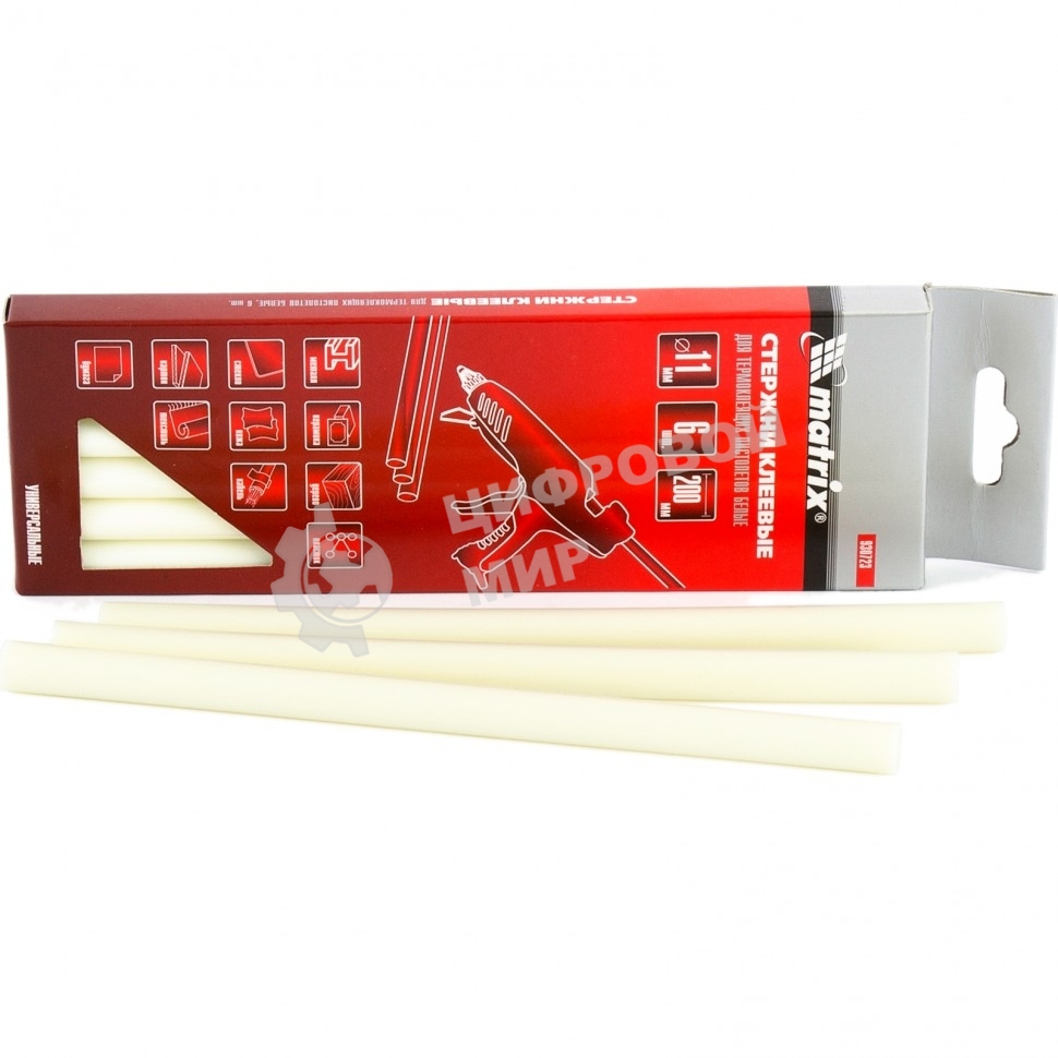 Стержни Matrix клеевые, белый, 11x200 мм, 6 шт./упак.