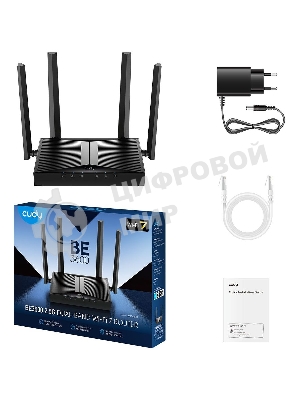 Маршрутизатор Cudy BE3600 2.5G Dual Band Wi-Fi 7 Mesh Router, Chipset Broadcom, 802.11be/ax/ac/a/b/g/n, 2882Mbps at 5GHz + 688Mbps at 2.4GHz, 1 x 2.5Gbps WAN Port, 4 x 10/100/1000Mbps Ports, 4 x 5dBi fixed antennas, WiFi router/AP/Repeater/WISP Mode, PPTP/L2TP/OpenVPN/WireGuard, MLO, MU-MIMO, Guest network, WPS, DDNS, IPv6, IPTV, WOL, WPA3, TR069/TR098/TR111/TR181, Cudy APP