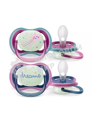 Пустышка Philips Avent ultra air, ночная, звезда/DREAMS, 6-18 мес., 2 шт.