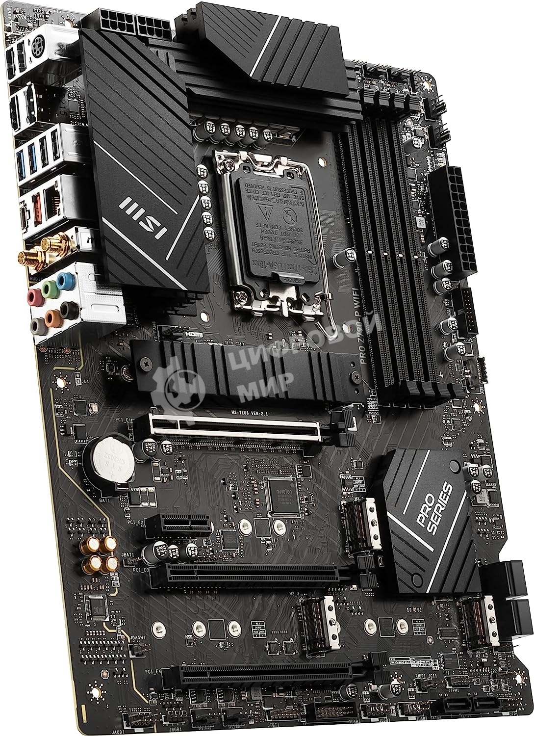 Материнская плата MSI PRO Z790-P WIFI, LGA 1700, Intel Z790, 4xDDR5, 6xSATA, 4xM.2, 1xPCIe 5.0 x16, 1xPCIe 4.0 x16, 1xPCIe 3.0 x16, 1xPCIe x1, 1xHDMI, 1xDP, 1x2.5Gb LAN, 4xUSB-A 2.0, 2xUSB-A 3.2 Gen 1, 1xUSB-A 3.2 Gen 2, 1xUSB-C 3.2 Gen 2x2, 6x3.5мм, 7.1,